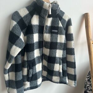 NWT Columbia Black and White Checkered Fleece Jacket